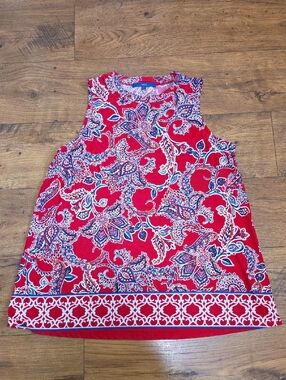 Apt. 9 Red Paisley Border-Trim Tank Top